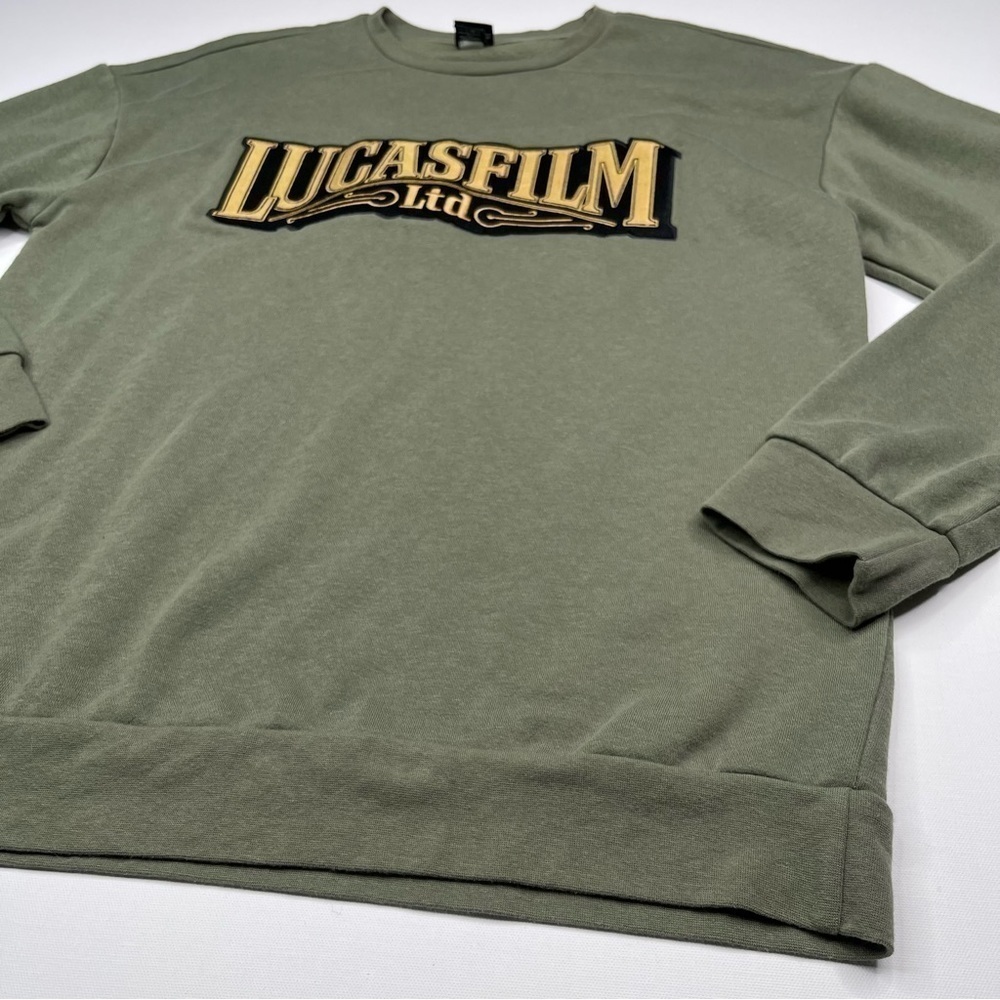 Star Wars Sweatshirt Lucas Film 50th Anniversary Crew Fleece Inside Khaki Green - Picture 2 of 13